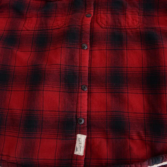Field And Stream Navy & Red Teddy Bear Lined Corduroy Patches Button Up Shacket - Picture 6 of 11
